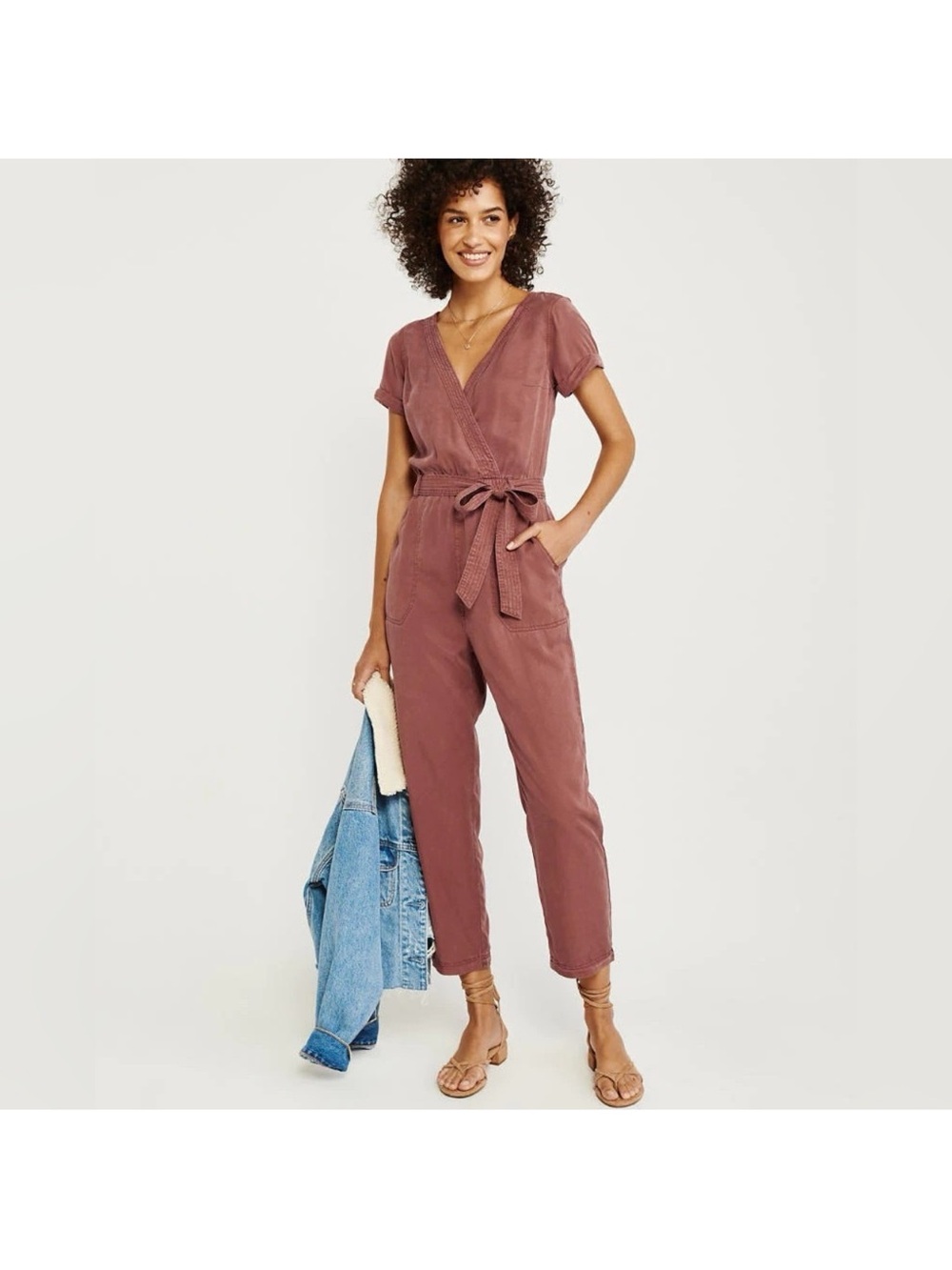 Abercrombie & Fitch Clay Red Wrap Jumpsuit, Size Medium